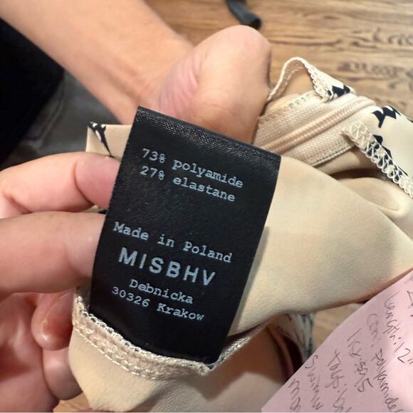 Misbhv One Shoulder Monogram Beige and Black Swimsuit Size Medium Bodysuit NWT - Picture 4 of 4